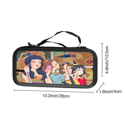 Nintendo Switch Storage Bag (Double-Sided Printing)｜Eva Material -Retro, Makeup, Korean Girls, Hair, Fashion, Lipstick, Mascara, Girl Gang (Designed by Dunbi)