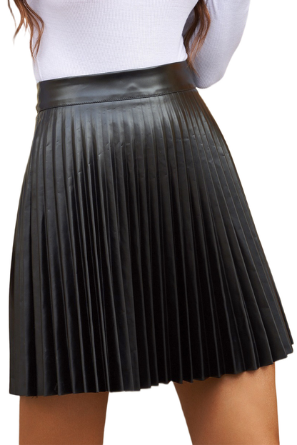 Black Pleated High Waist Mini Skirt Kiwidrop