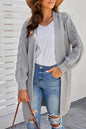 Open Front Cable Sleeve Long Cardigan Kiwidrop