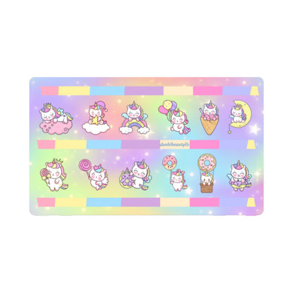 Nintendo Switch Game Console Stickers ｜PVC -Kawaii Unicorn, Pastel Rainbow, Clouds, Pink, Purple, Blue, Yellow, Sleepy Unicorn, Hungry Unicorn, Moon, Candy, Donuts, Ice Cream (Designed by Dunbi)