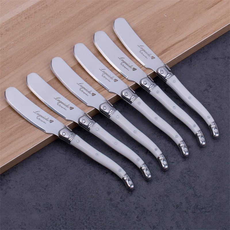 6pcs Laguiole Butter Knife Cheese Spreader Spatula Rainbow Plastic Handle Cheese Slicer Cutter Stainless Steel Kitchen Utensils - DunbiBeauty, LLC