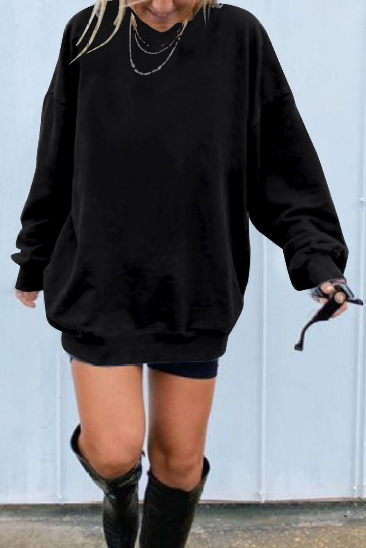 Oversized Solid Drop Shoulder Sweatshirt Kiwidrop