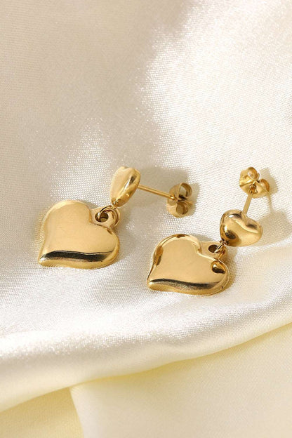 14K Gold Plated Double Heart Stud Earrings Trendsi