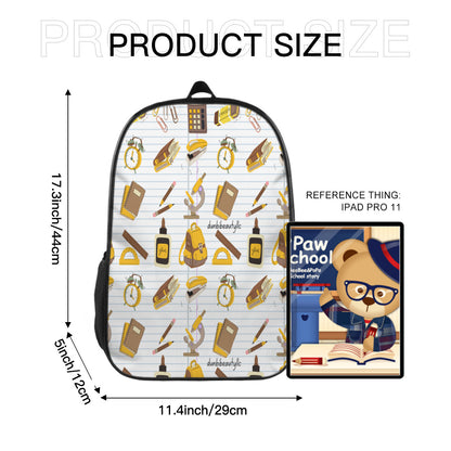 Youth Personalized School Bag (Polyester Boning) + Pen Pouch | Oxford Cloth -Back to School, Teacher, Student, Notebooks, School Supplies, Backpack, Brown, Gold, Gray, Notebook Paper (Designed by Dunbi)