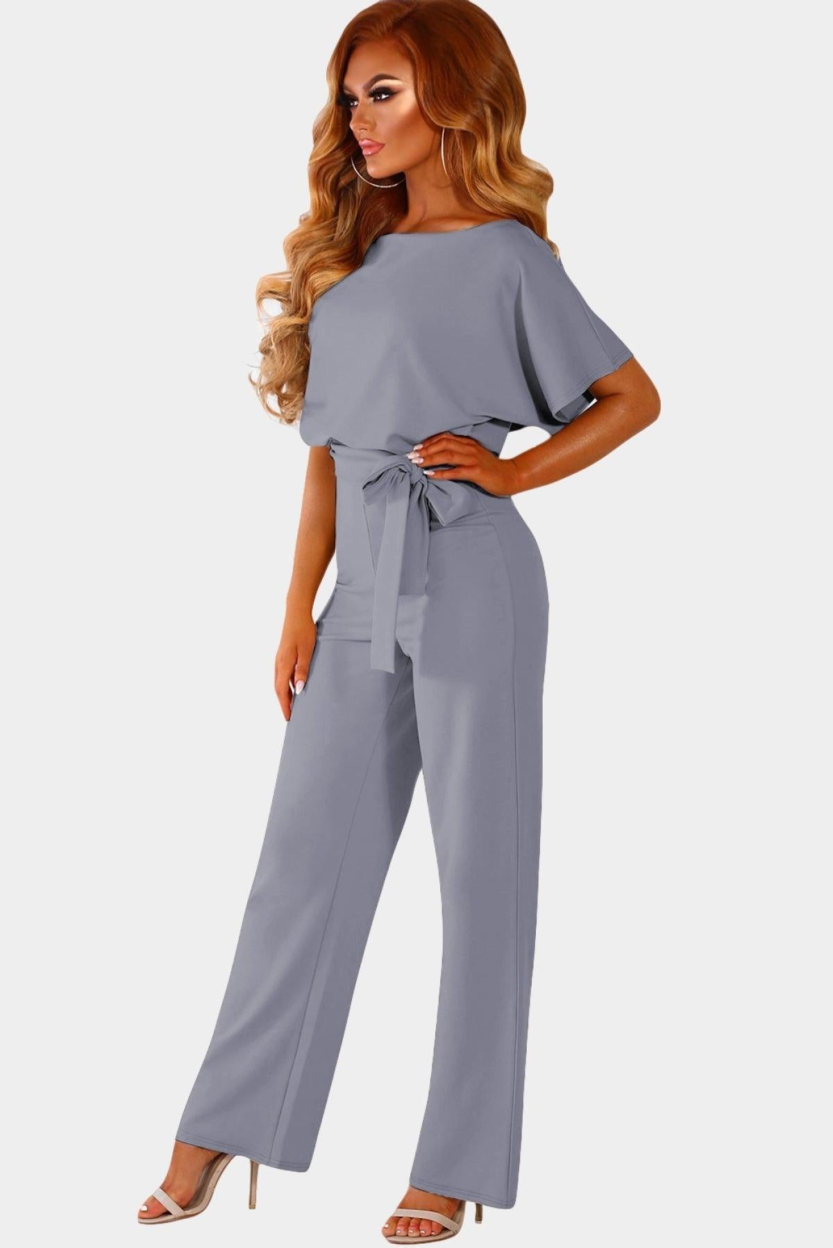 Oh So Glam Belted Wide Leg Jumpsuit Kiwidrop