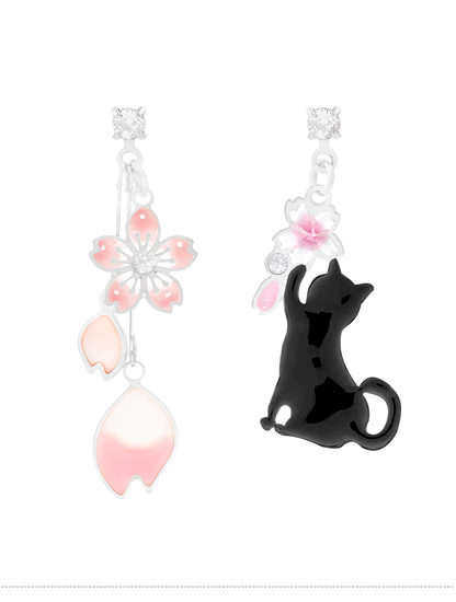 Women's  Cute Cherry & Cat Earrings Kiwidrop