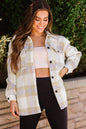 Plaid Dropped Shoulder Pocket Shacket Trendsi