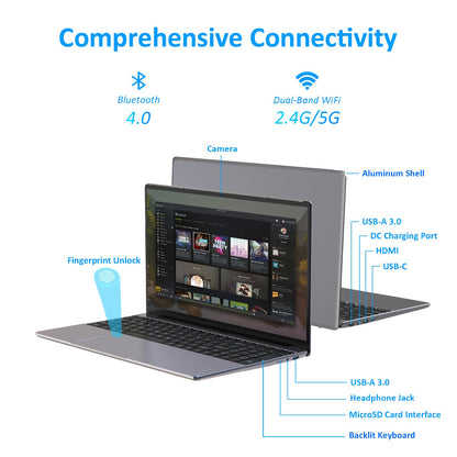 Auusda Business Laptop Computers, 32GB DDR4 RAM, 1TB M2 PCIe NVMe SSD ROM, 2-3.4 GHz Intel N95 CPU, 15.6" FHD IPS LCD Screen, Backlight Keyboard, Fingerprint Reader, Mini HDMI, USB-A, Windows 11 Pro