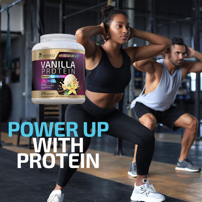 Whey Protein Powder 26g - Vanilla Ice Cream Whey Isolate Protein for Muscle Growth Support - Premium Whey Powder for Fast Absorbing and Easy Digesting for Men and Women, Gluten Free - 24 Servings