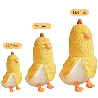 PEACH CAT Banana Duck Plush Toy Cute Plushie Hugging Plush Pillow Duck Stuffed Animal for Girls and Boys White 12"