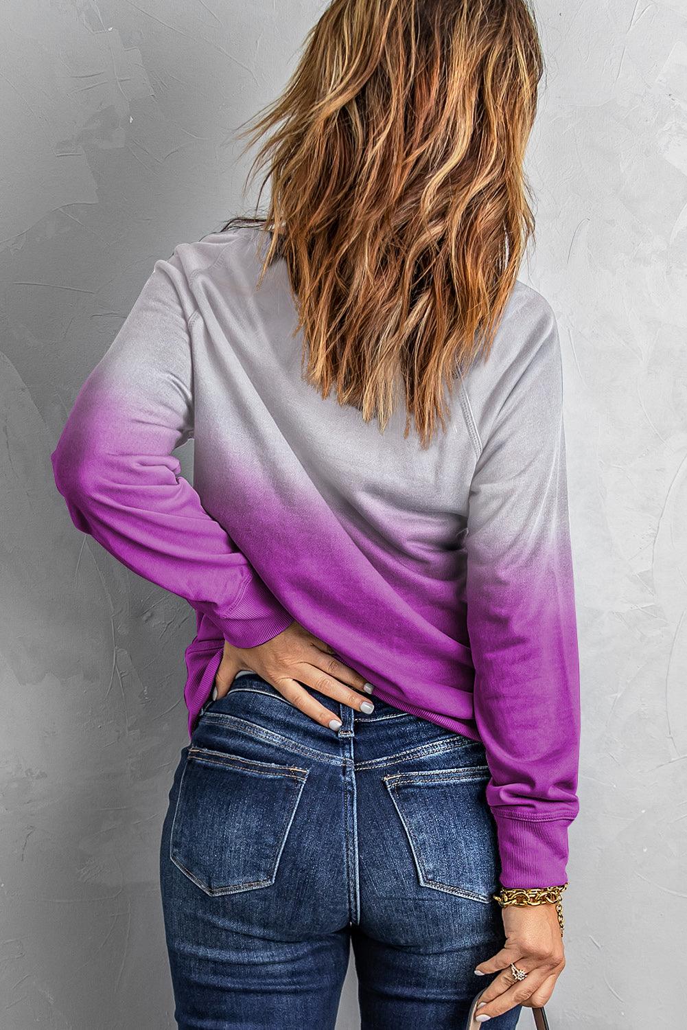 Ombre Crewneck Long Sleeve Sweatshirt Kiwidrop