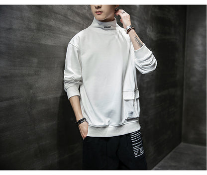 Men's Loose Long Sleeve Turtleneck with Hip Pocket nihaodropshipping