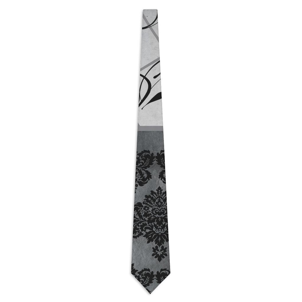 Paisley Black Gray Lined Gentleman's Business Tie Printify