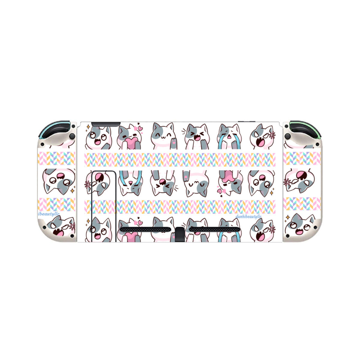 Nintendo Switch Game Console Stickers ｜PVC -Kawaii Cat, Anime Style, Cartoon, Emotions, Happy, Sad, Angry, Laughing, White Background (Designed by Dunbi)