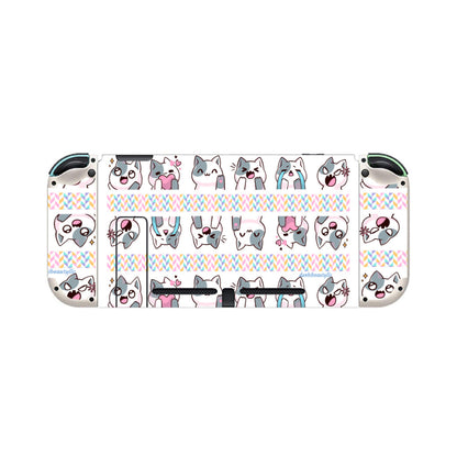 Nintendo Switch Game Console Stickers ｜PVC -Kawaii Cat, Anime Style, Cartoon, Emotions, Happy, Sad, Angry, Laughing, White Background (Designed by Dunbi)