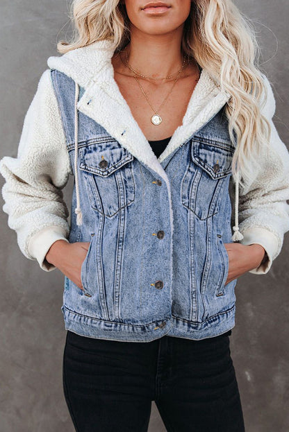 Sherpa Denim Splicing Buttoned Jacket Kiwidrop