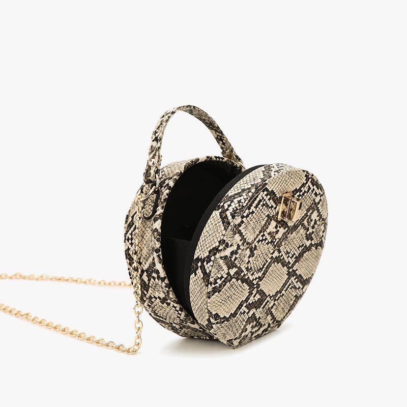 Women's Snake Print Round Crossbody Bag nihaodropshipping