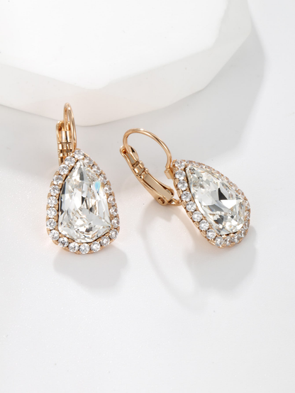 Deluxe Light luxury multi-color geometric imitation crystal plated 18K gold earrings unique sparkle design Gentle chic retro upscale party women earrings