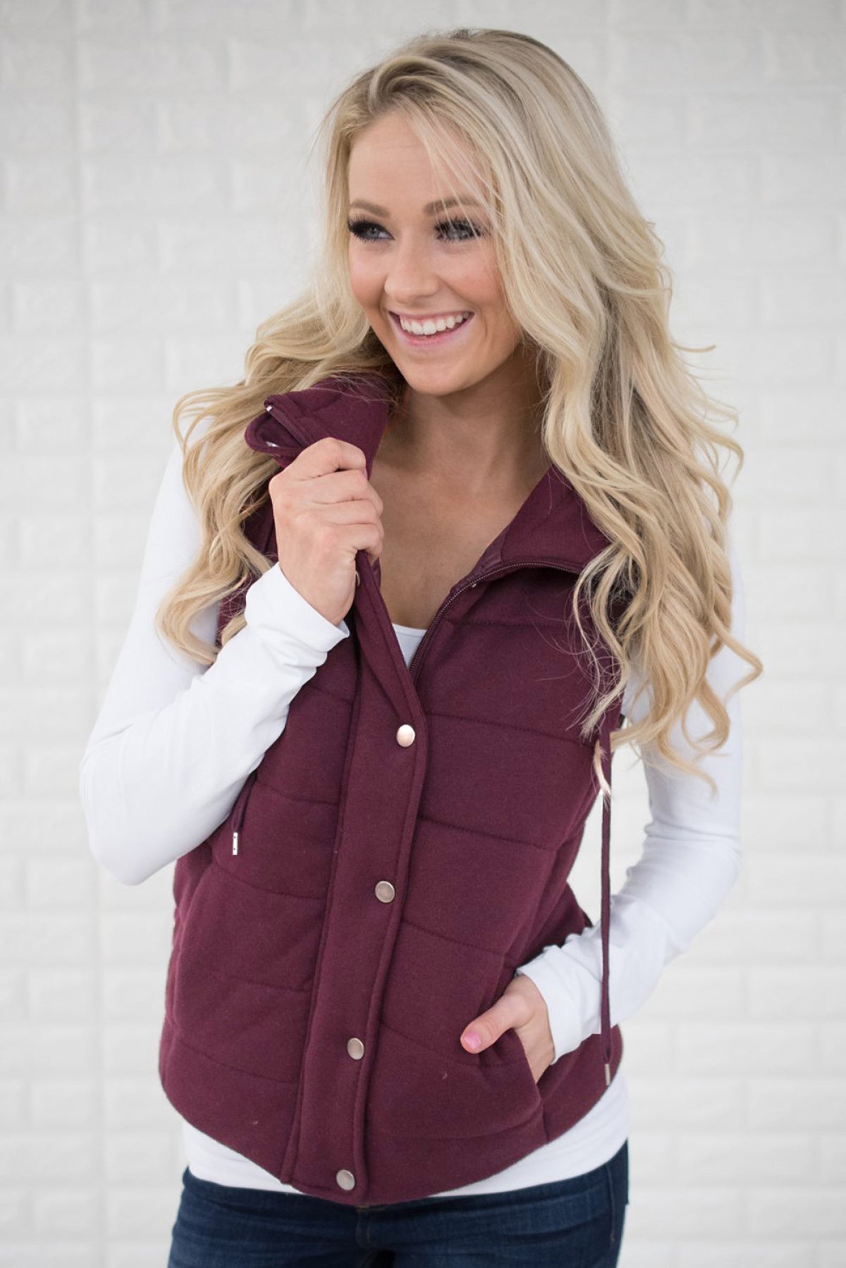 Quilted Mock Neck Vest Kiwidrop