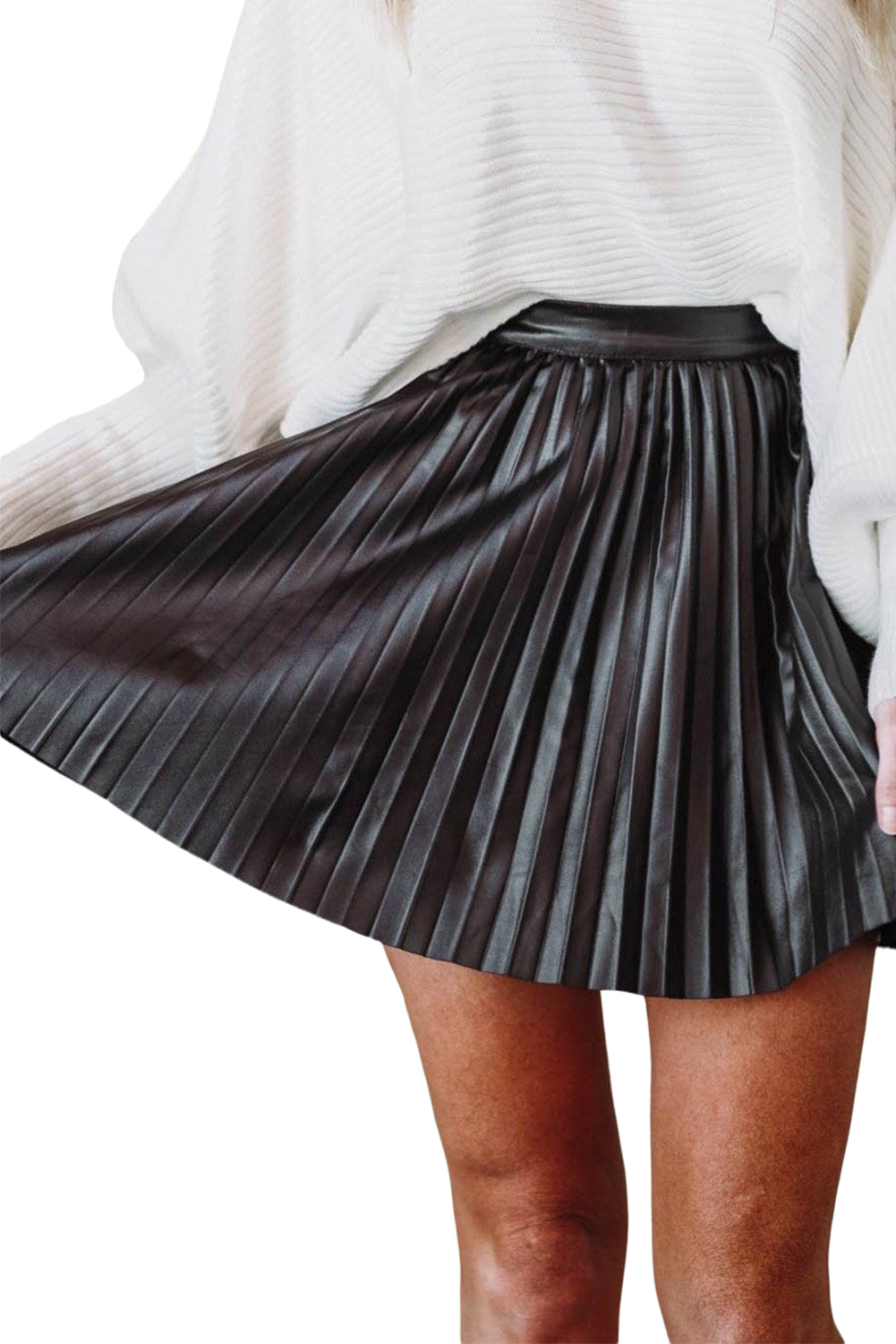 Black Pleated High Waist Mini Skirt Kiwidrop