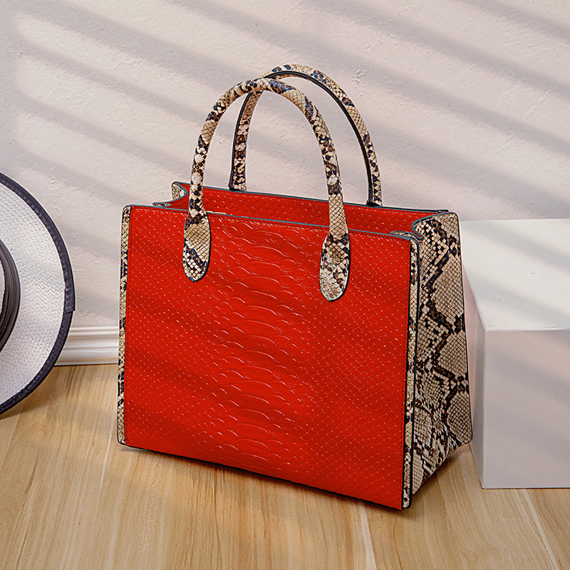 Retro Snakeskin Print Tote Bag Set Kiwidrop