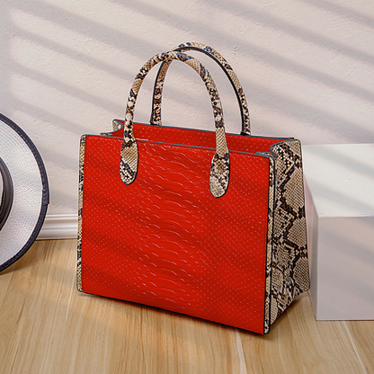 Retro Snakeskin Print Tote Bag Set Kiwidrop