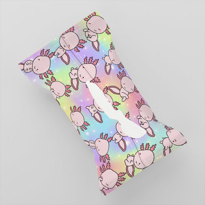 Tissue Paper Sleeve｜Linen -Axolotl, Pastel Rainbow, Cute, Kawaii, Aesthetic, Art, Pink, Blue, Yellow, Green, Purple (Designed by Dunbi)