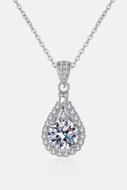 1 Carat Moissanite Teardrop Pendant Chain Necklace Trendsi