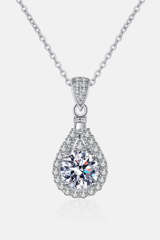 1 Carat Moissanite Teardrop Pendant Chain Necklace Trendsi