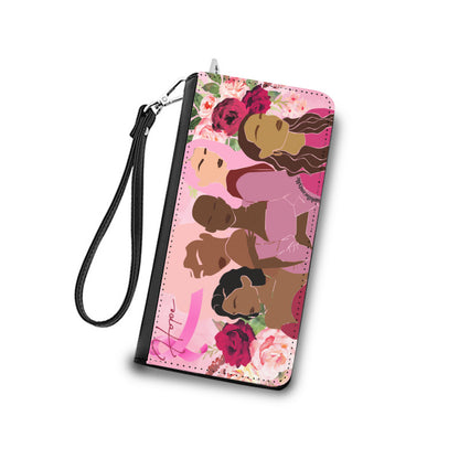 Customized Women's Purse｜PU -Unity, Hope, Pink, Hot Pink, Burgundy, Roses, Breast Cancer Awareness, Women, Black, Hispanic, White, Hair, Smooth (Designed by Dunbi)