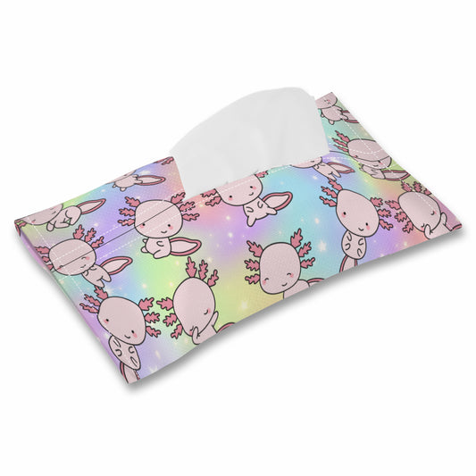 Tissue Paper Sleeve｜Linen -Axolotl, Pastel Rainbow, Cute, Kawaii, Aesthetic, Art, Pink, Blue, Yellow, Green, Purple (Designed by Dunbi)