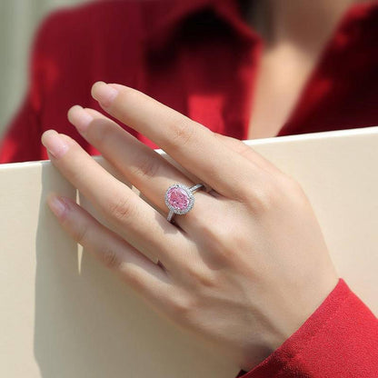 Pink 925 Sterling Silver Oval-Shaped Rings