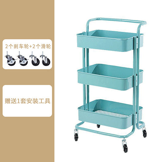 Movable wheeled kitchen storage rack trolley living room storage floor-to-floor beauty salon trolley supplies storage rack Larnt