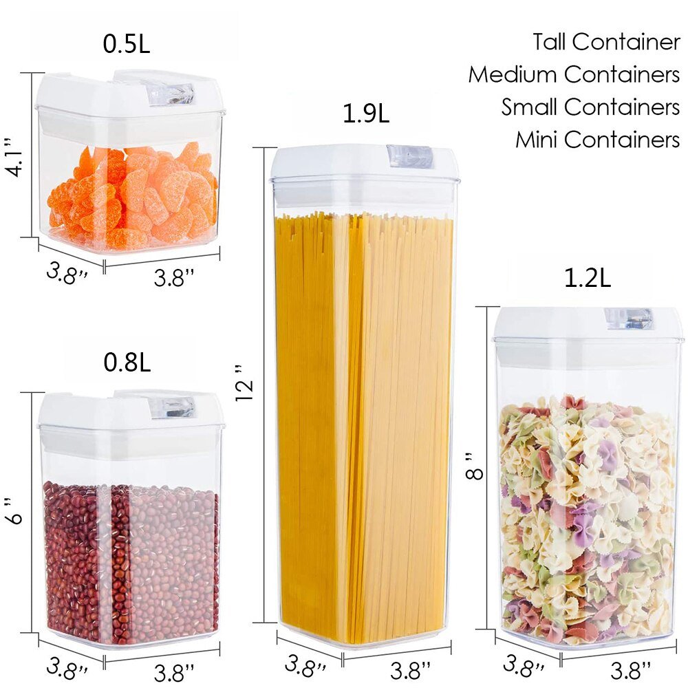 7Pcs Airtight Refrigerator Food Container Storage box Kitchen Jar with Lids Plastic Transparent Cans Multigrain Bulk Containers - DunbiBeauty, LLC