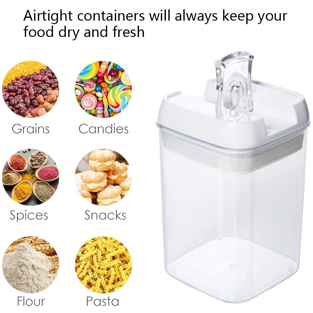 7Pcs Airtight Refrigerator Food Container Storage box Kitchen Jar with Lids Plastic Transparent Cans Multigrain Bulk Containers - DunbiBeauty, LLC