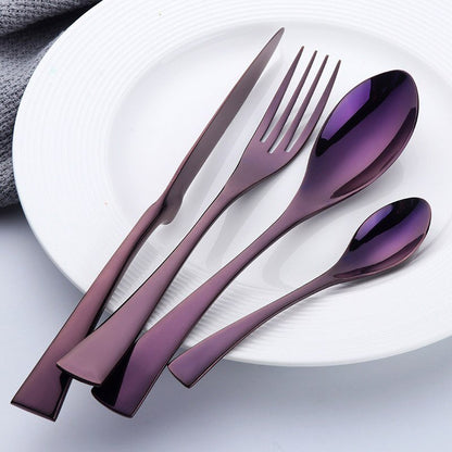 8-24PCS Buyer Star Stylish Tableware Set Flatware Cutlery Stainless Steel Utensils Kitchen Dinnerware Include Knife Fork Spoon - DunbiBeauty, LLC