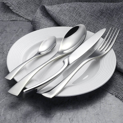 8-24PCS Buyer Star Stylish Tableware Set Flatware Cutlery Stainless Steel Utensils Kitchen Dinnerware Include Knife Fork Spoon - DunbiBeauty, LLC