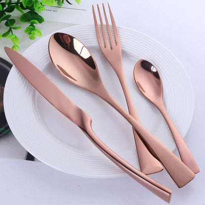 8-24PCS Buyer Star Stylish Tableware Set Flatware Cutlery Stainless Steel Utensils Kitchen Dinnerware Include Knife Fork Spoon - DunbiBeauty, LLC