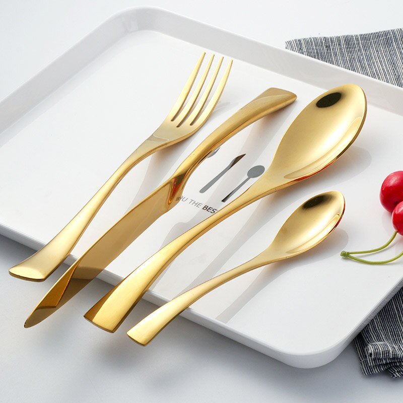 8-24PCS Buyer Star Stylish Tableware Set Flatware Cutlery Stainless Steel Utensils Kitchen Dinnerware Include Knife Fork Spoon - DunbiBeauty, LLC