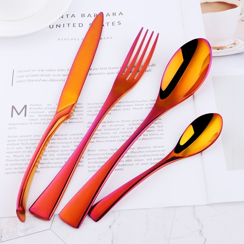 8-24PCS Buyer Star Stylish Tableware Set Flatware Cutlery Stainless Steel Utensils Kitchen Dinnerware Include Knife Fork Spoon - DunbiBeauty, LLC