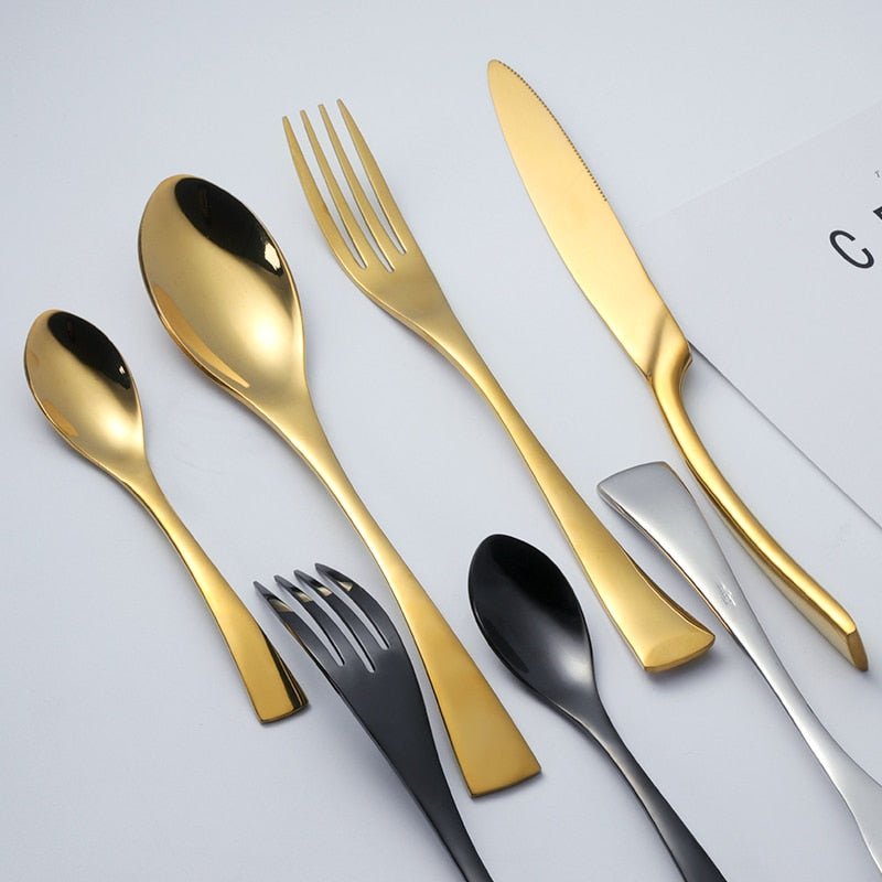 8-24PCS Buyer Star Stylish Tableware Set Flatware Cutlery Stainless Steel Utensils Kitchen Dinnerware Include Knife Fork Spoon - DunbiBeauty, LLC