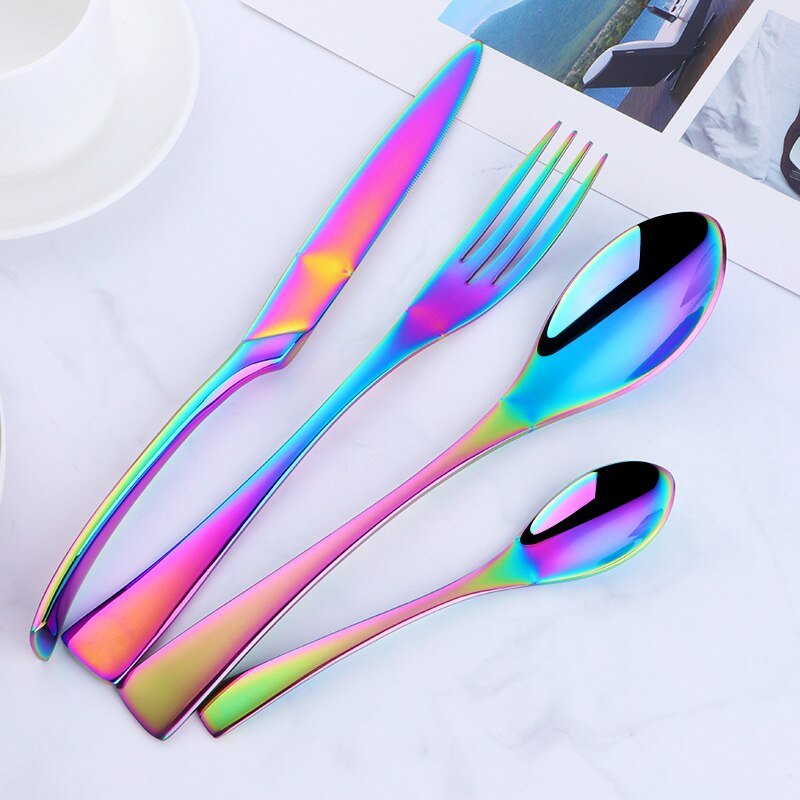 8-24PCS Buyer Star Stylish Tableware Set Flatware Cutlery Stainless Steel Utensils Kitchen Dinnerware Include Knife Fork Spoon - DunbiBeauty, LLC