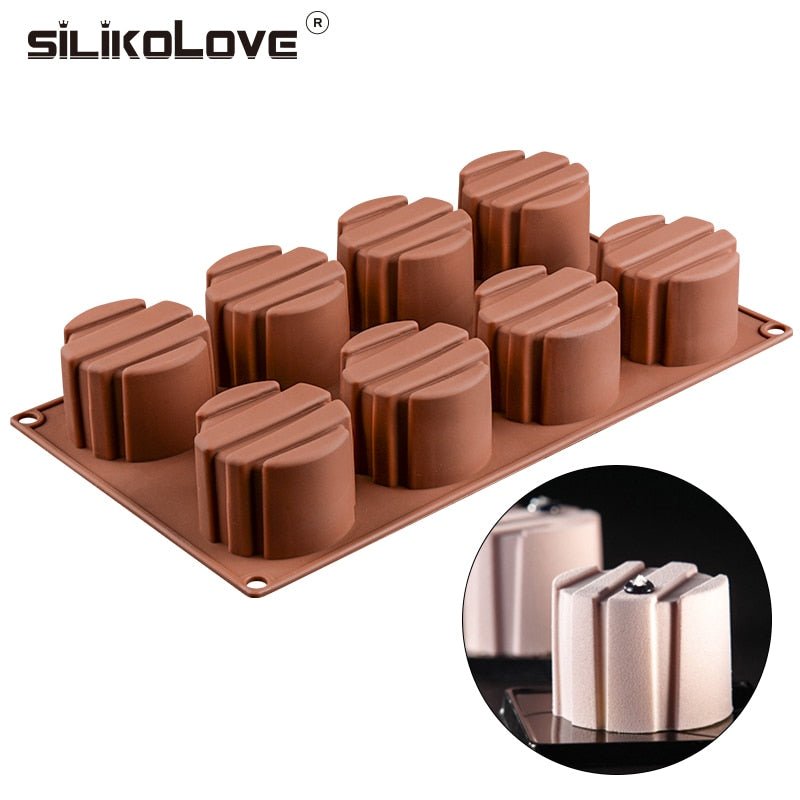 8 Cavity Cylinder Mousse Mold Silicone Pastry Molds Bakery Accessories Kitchen Utensils - DunbiBeauty, LLC