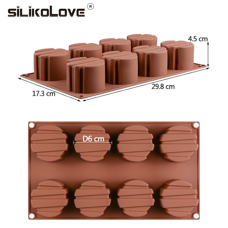 8 Cavity Cylinder Mousse Mold Silicone Pastry Molds Bakery Accessories Kitchen Utensils - DunbiBeauty, LLC