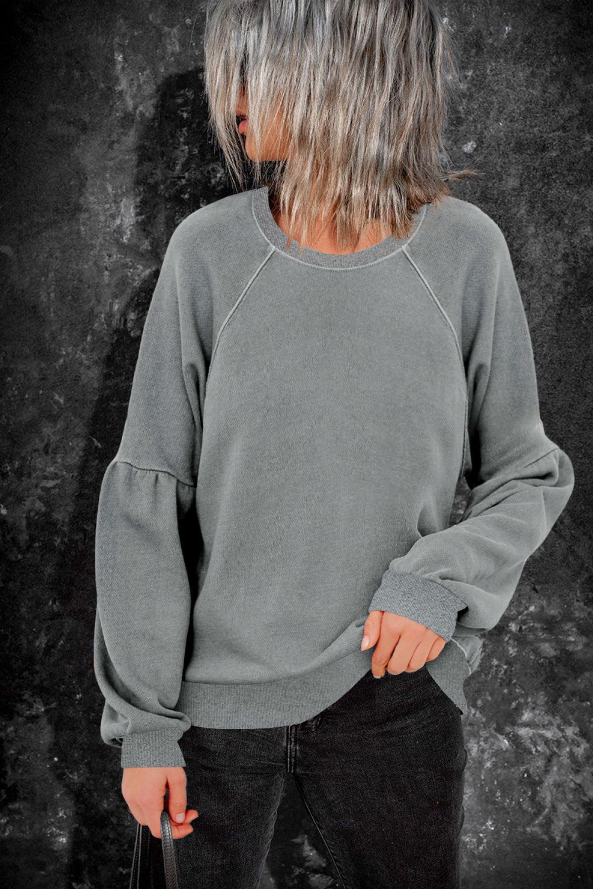 Raglan Patchwork Sleeve Pullover Sweatshirt Kiwidrop