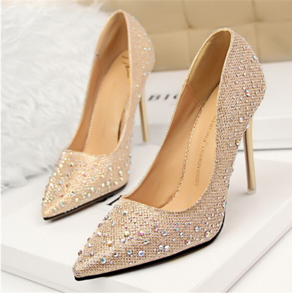 Spring High Heel Women's Wedding Shoes With Crystal Evening Dress Bridal Shoes