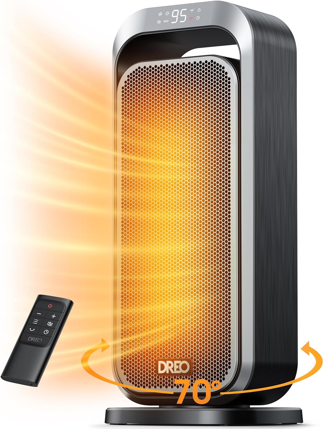 Dreo Space Heaters for Indoor Use, 15 Inch Portable Heater with 70°Oscillation, 1500W Electric Heaters with Remote, 12H Timer, Safety Heat, Large PTC Ceramic Electric Heater for Bedroom Home Office