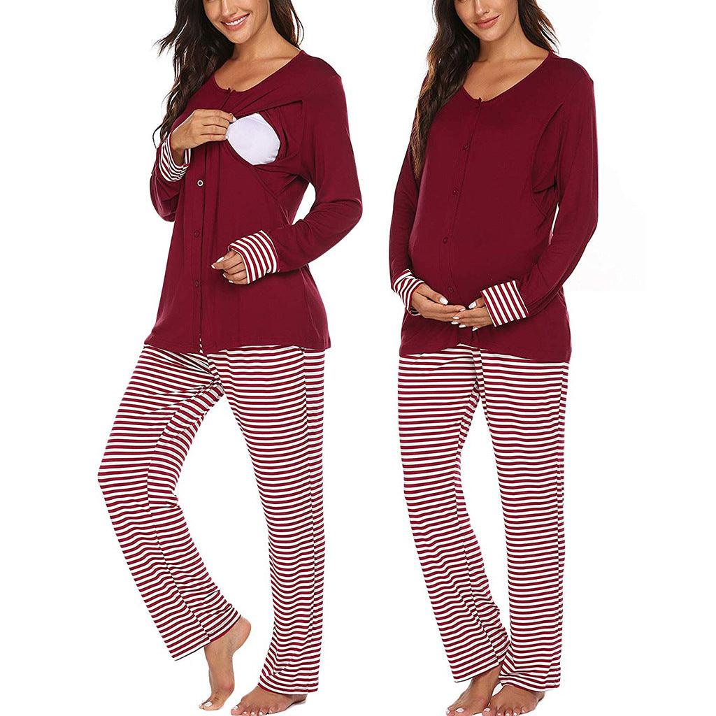 Pajamas Set For Pregnant Women Maternity Sleepwear Nursing Clothes Summer Cotton Larnt