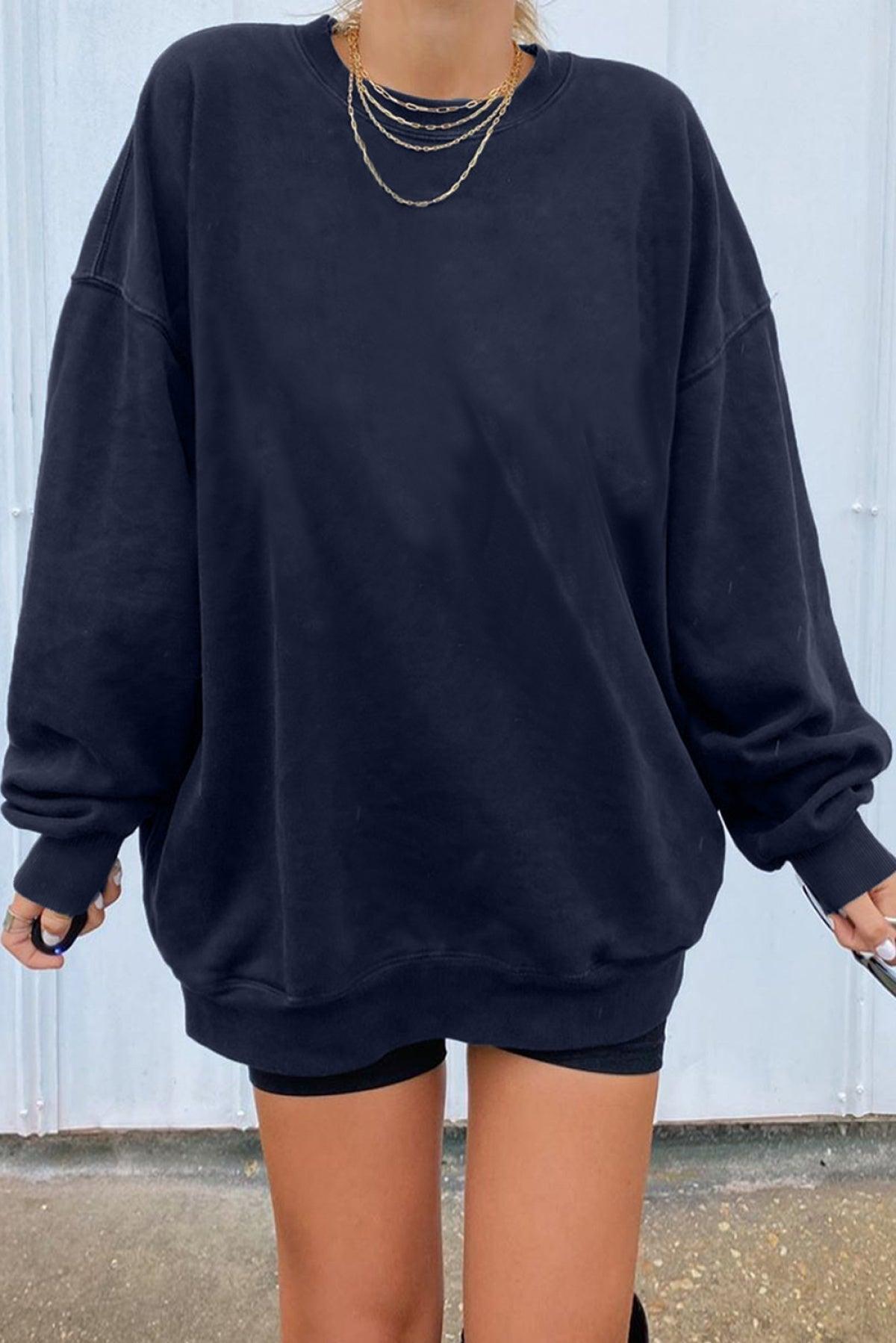 Oversized Solid Drop Shoulder Sweatshirt Kiwidrop