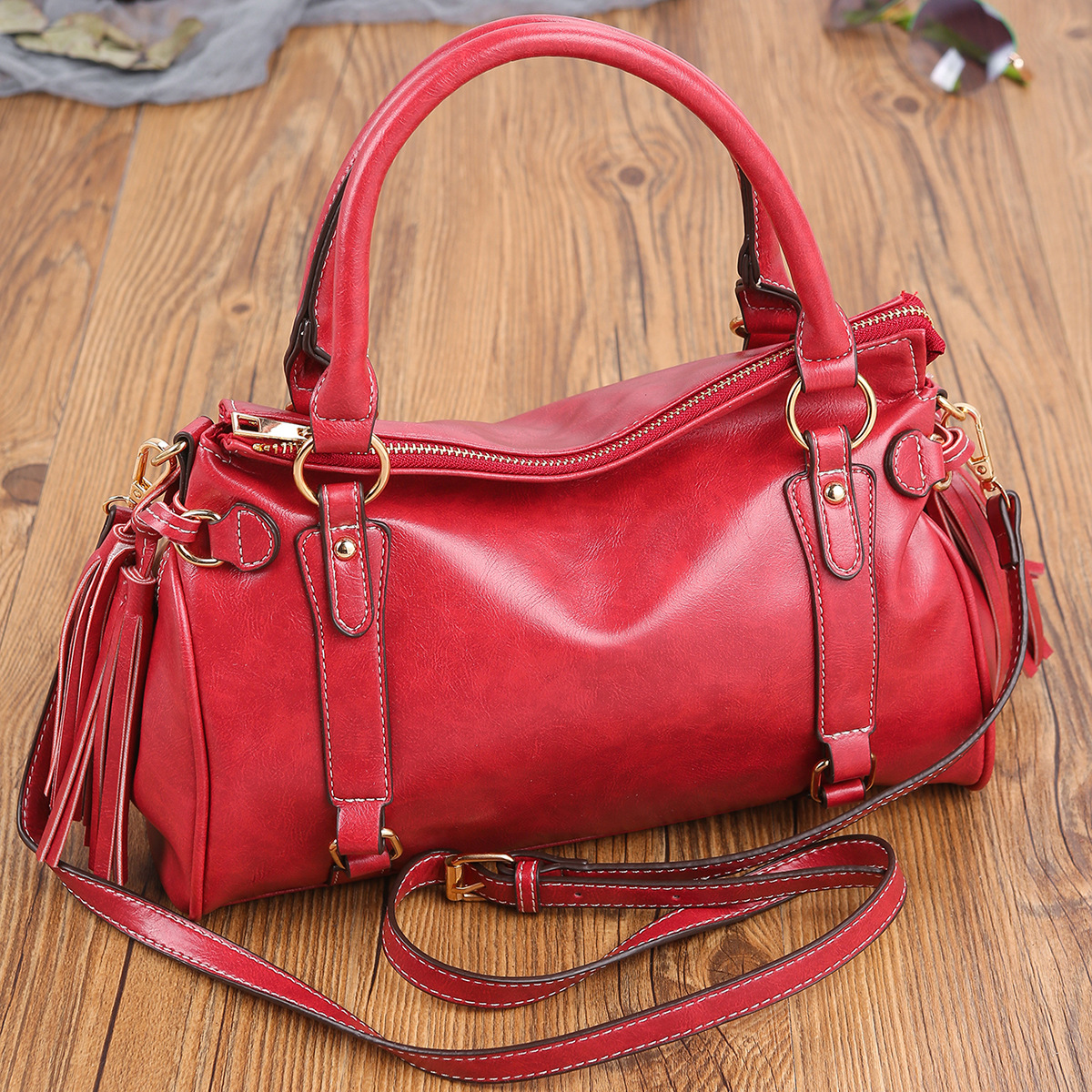 Retro Tassel Solid Color Crossbody Bag Kiwidrop